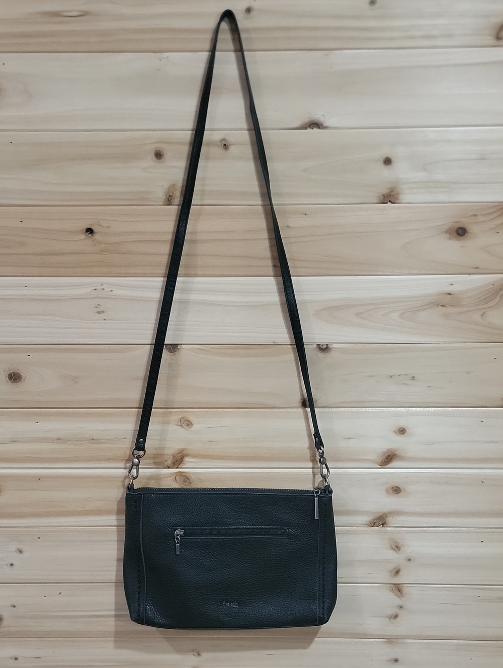 The Sak Black Leather Crossbody Bag with Front Zip Pocket